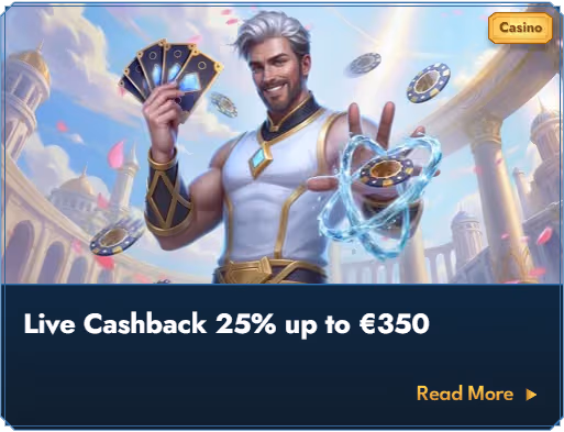 Casea Casino live cashback banner